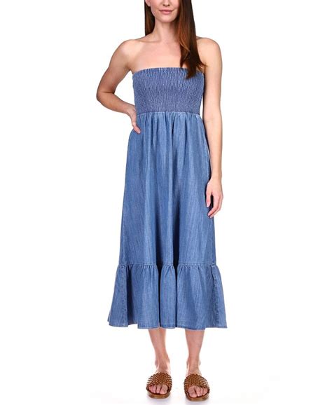 michael michael kors darly ruffle hem dress mens|Cotton Chambray Smocked Dress .